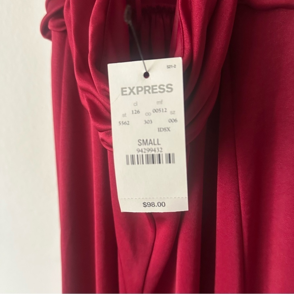Express Wedding Formal Holiday Party Maxi Gown Dress in Burgundy Red Small NWT - Picture 12 of 12